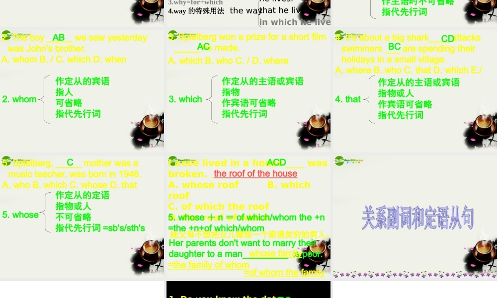 高考英语一轮复习 定语从句语法专攻课件 牛津版 课件