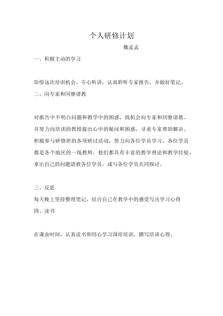 国培个人研修计划