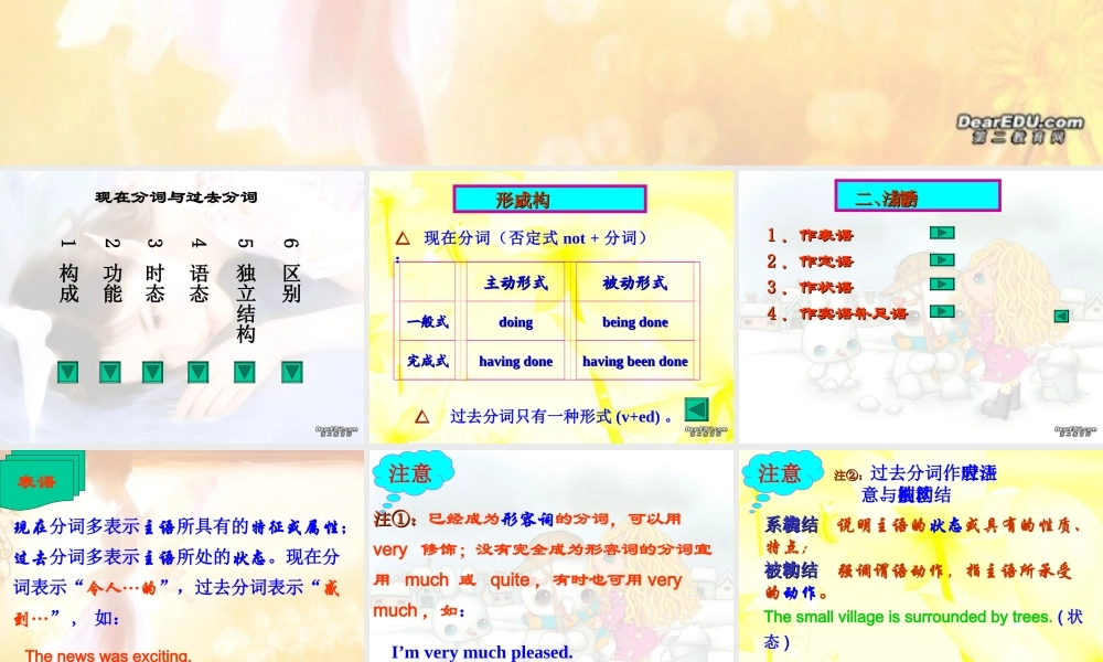 高考英语语法复习系列 分词 新课标 人教版 试题
