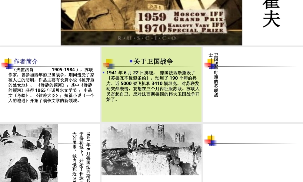 高中语文：(一个人的遭遇)(苏教版必修2)课件之一 课件