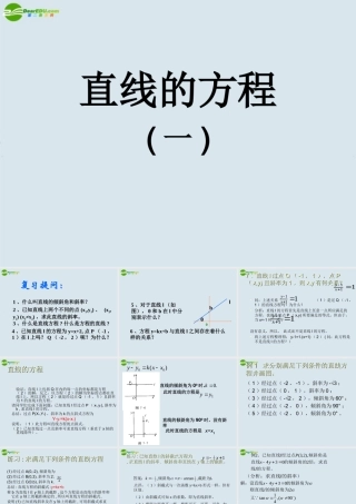 高三数学第一轮复习 直线的方程课件 新人教A版必修2 课件