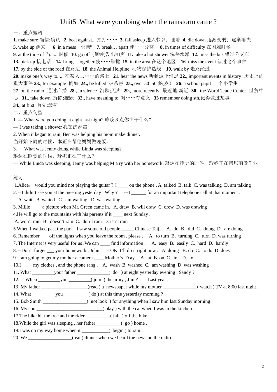 语法过去进行时态_第2页