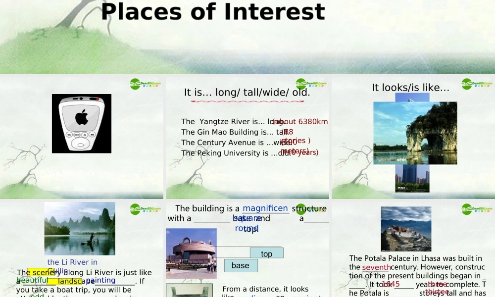 高三英语 Unit3 Places of interest-reading课件(2) 牛津上海版S1A 课件