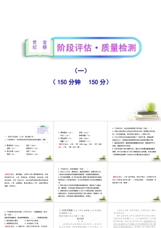 高中语文全程复习方略 阶段评估 质量检测一课件 新人教版 (湖南专用) 课件