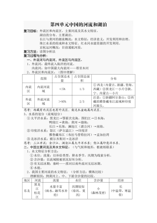《中国的河流和湖泊》教案