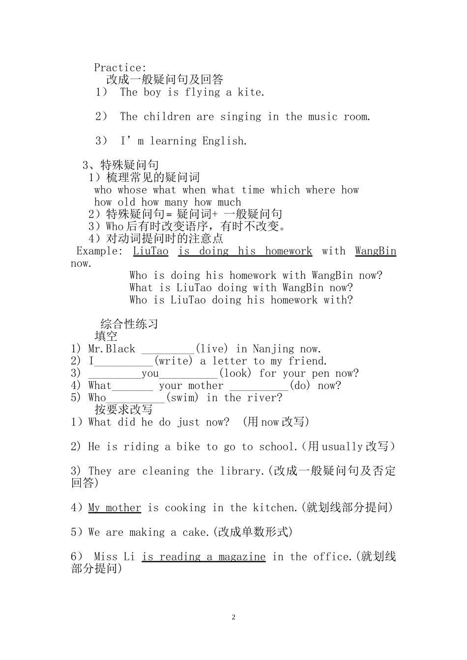 现在进行时的一般疑问句_第2页