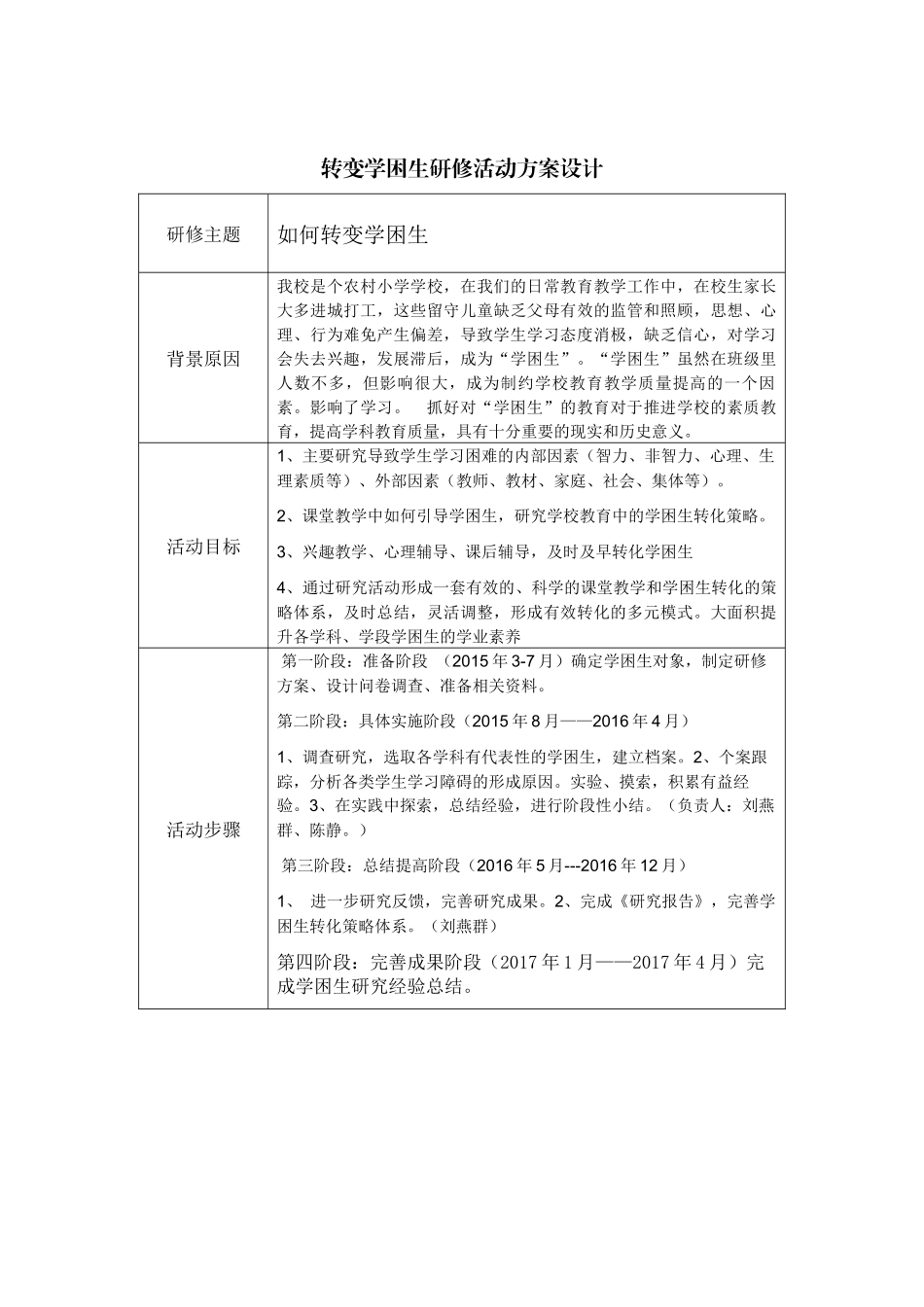 转变学困生研修活动设计方案_第1页