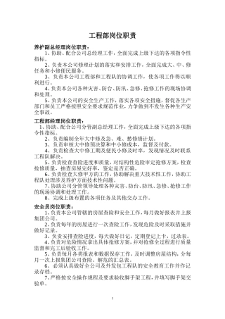 物业公司工程部岗位职责