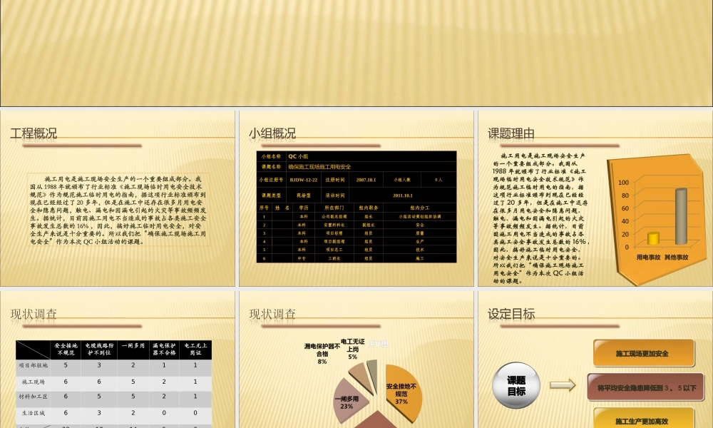 确保施工现场安全用电QC