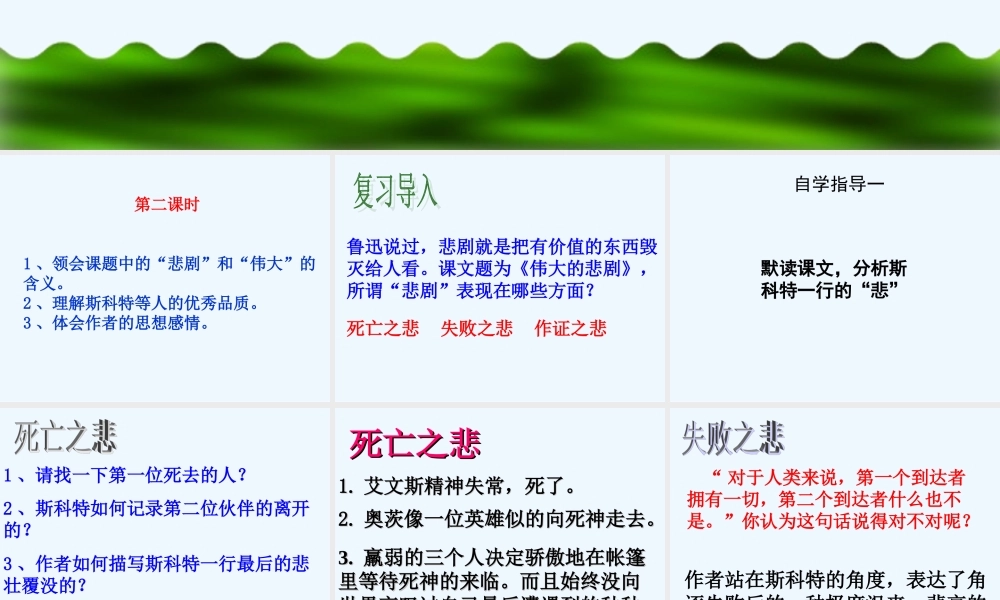 (部编)初中语文人教2011课标版七年级下册伟大的悲剧-第二课时