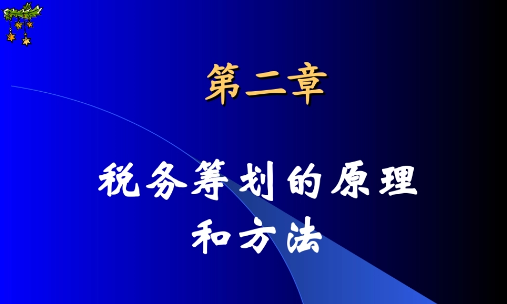 第二章-税务筹划的原理和方法