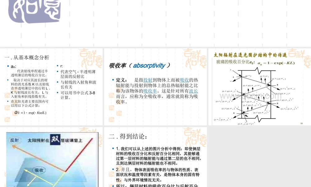 假定俩层材料吸收百分比及反射百分比相同则俩层材料总吸收率相同吗