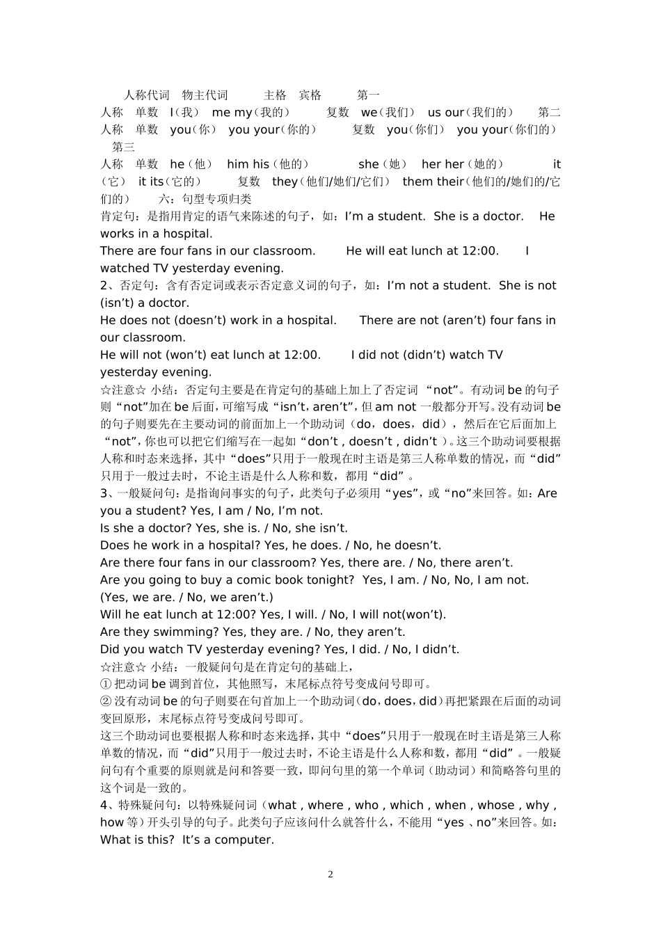 2013年六年级英语总复习资料_第2页