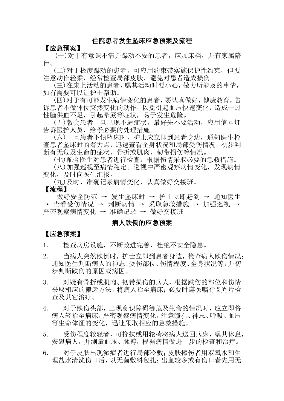 住院患者跌倒摔伤应急预案_第1页