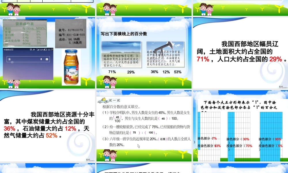 2、百分数的意义和读写练习