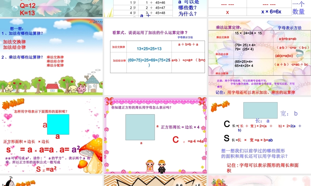 用字母表示数人教版