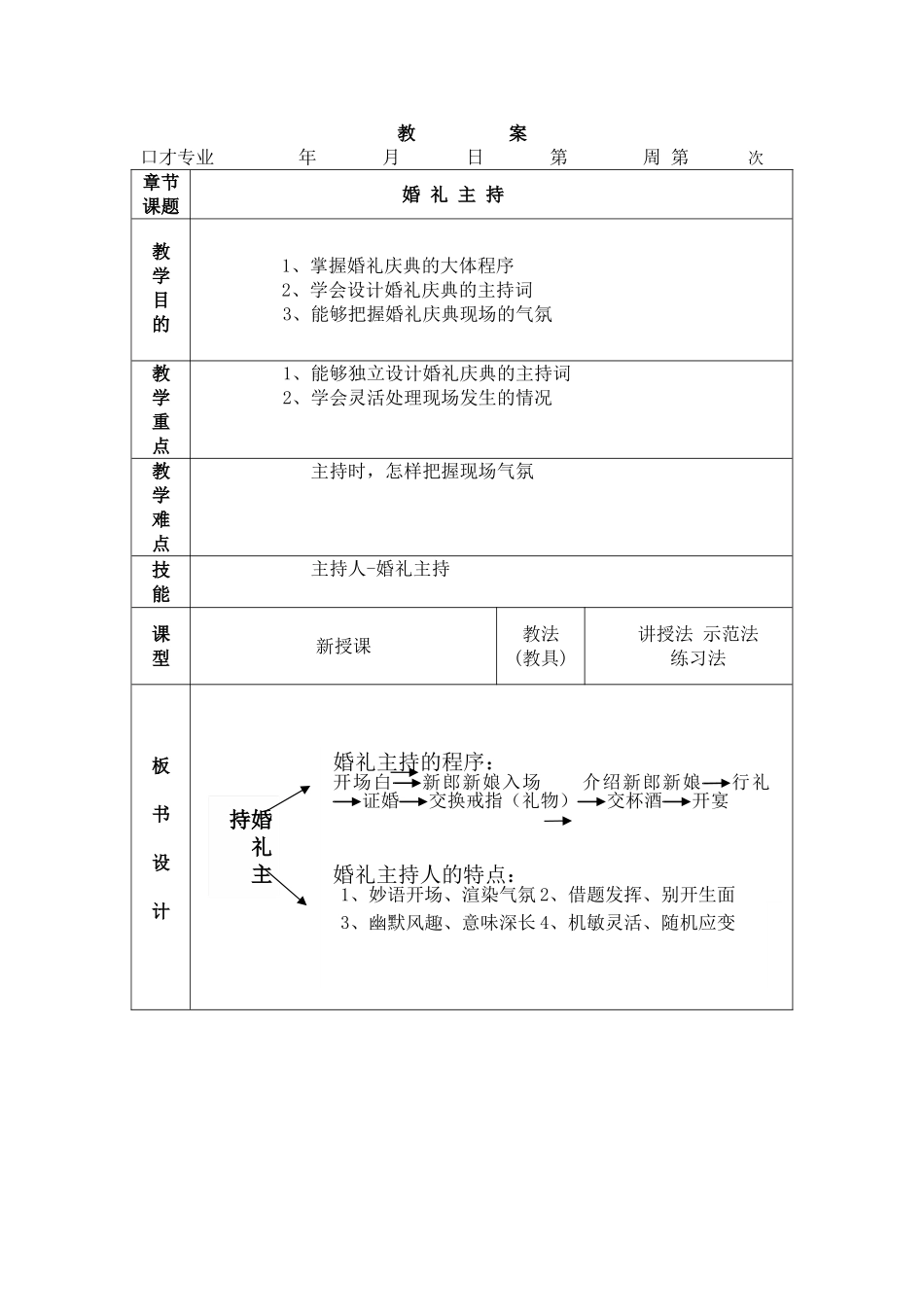 婚礼司仪电子教案_第1页