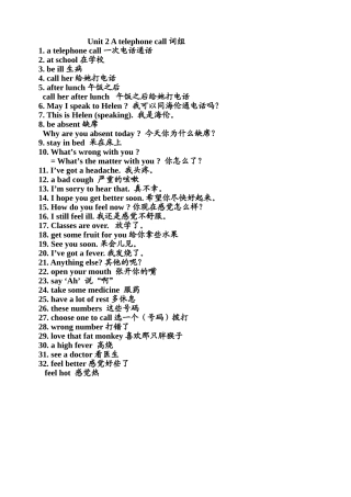 Unit2Atelephonecall词组