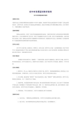 篮球教学案例
