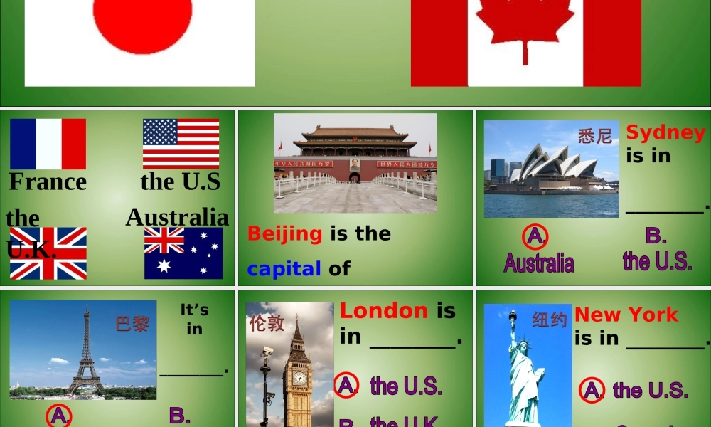 小学英语教学用PPT：8-countries国名