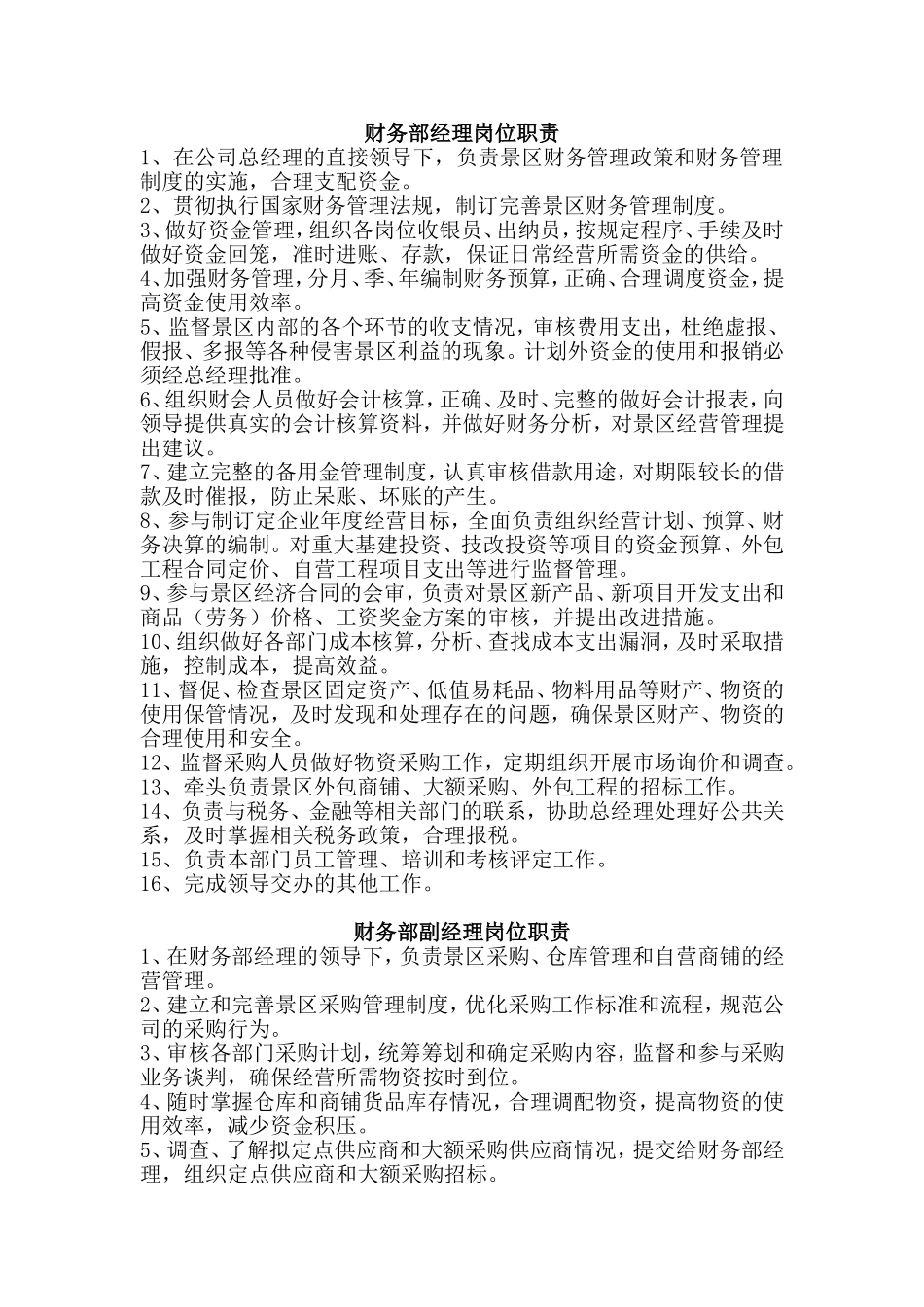 景区财务部各级岗位岗位职责汇编_第2页