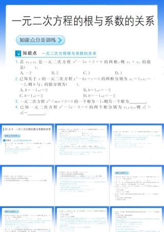 《一元二次方程的根与系数的关系》拔高习题课件