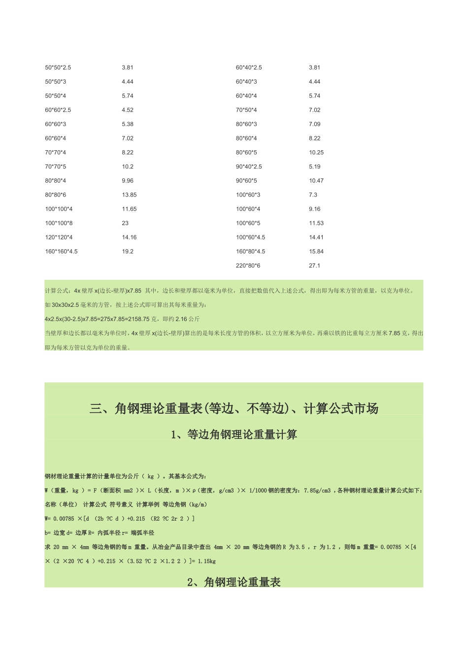 钢材规格及重量计算大全_第2页