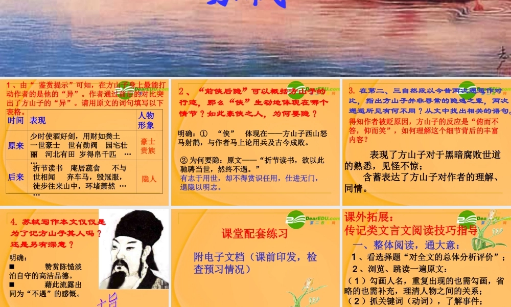 高中语文(方山子传)课件 粤教选修之(唐宋散文选读) 课件