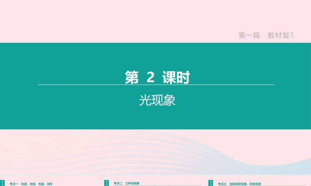 江西省中考物理大一轮复习 第一篇 教材复习 第02课时 光现象课件