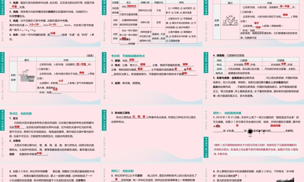 江西省中考物理大一轮复习 第一篇 教材复习 第02课时 光现象课件