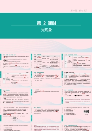 江西省中考物理大一轮复习 第一篇 教材复习 第02课时 光现象课件