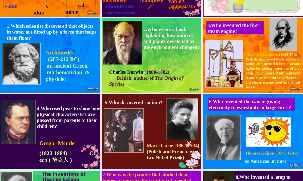高中英语必修5 Unit1 Great scientist period1课件