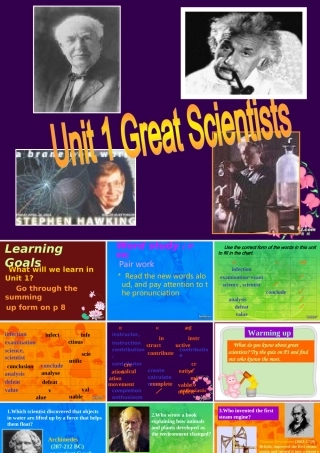 高中英语必修5 Unit1 Great scientist period1课件