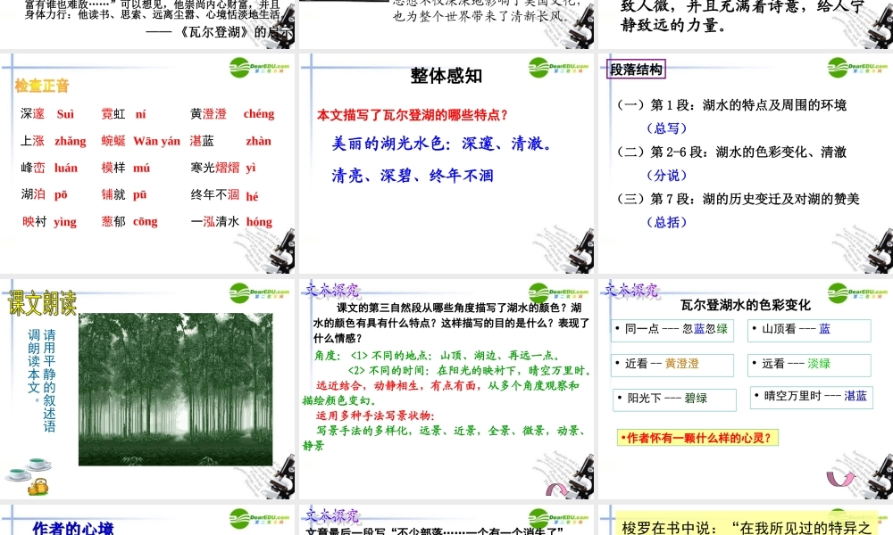 高中语文 第三课 瓦尔登湖(节选)课件 粤教版必修3 课件