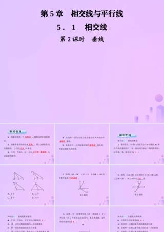 秋七年级数学上册 第5章 相交线与平行线 5.1 相交线 第2课时 垂线课件 (新版)华东师大版 课件