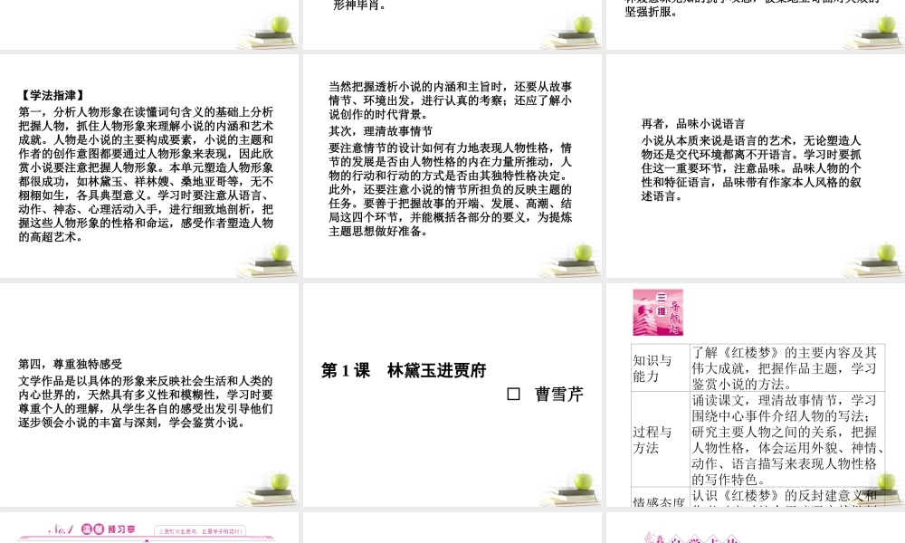 高中语文1林黛玉进贾府 课件 新人教版必修3 课件