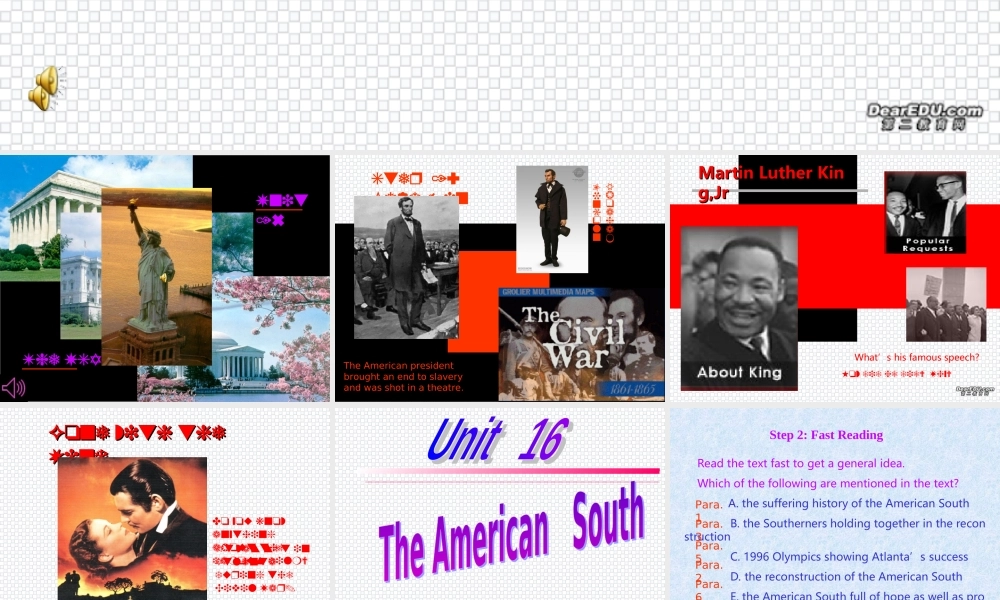 高二英语课件Unit16 The United States of America (reading) 新人教版 课件