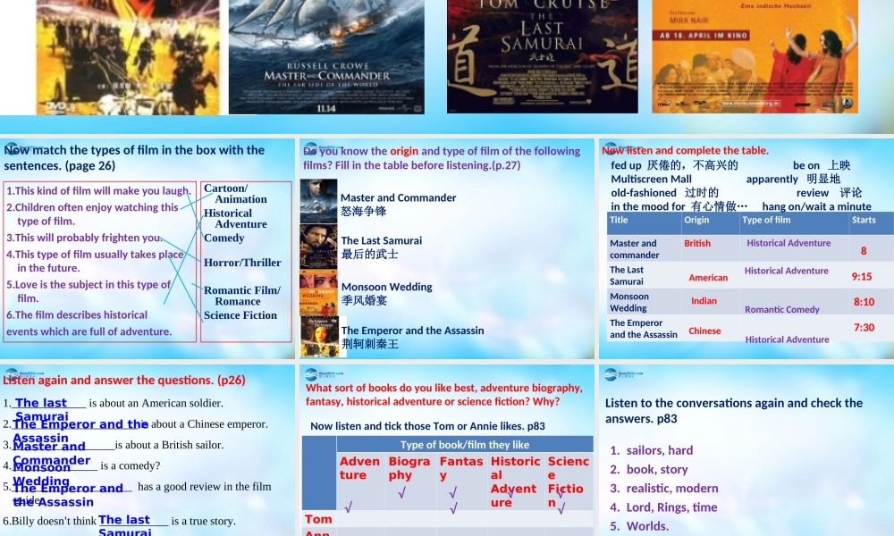 高中英语 vocabulary & Listening复习课件 外研版必修5 课件