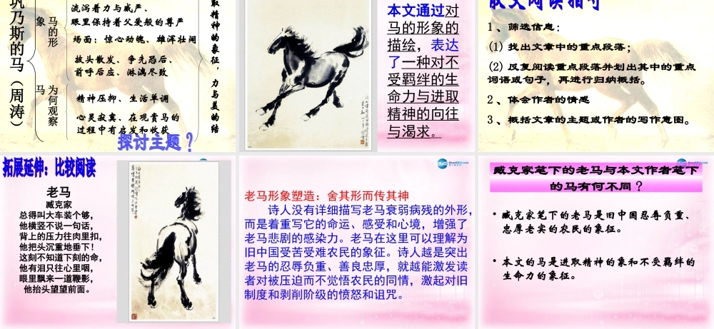 高中语文 第2课(巩乃斯的马)课件 粤教版必修3 课件