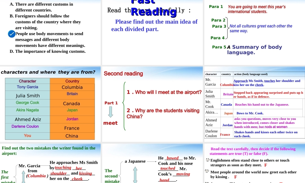 高中英语 warming up & reading课件 新人教版必修4 课件