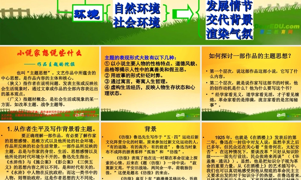 高中语文：小说阅读——主题苏教版选修 课件