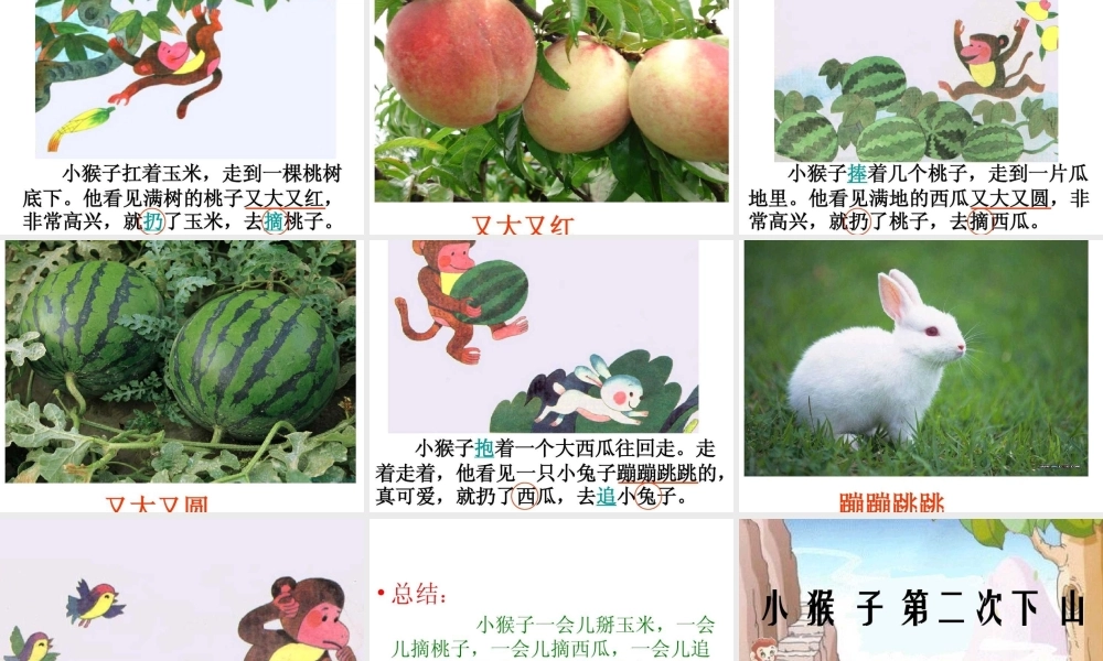 (部编)人教语文2011课标版一年级下册小猴子下山-课件-(2)