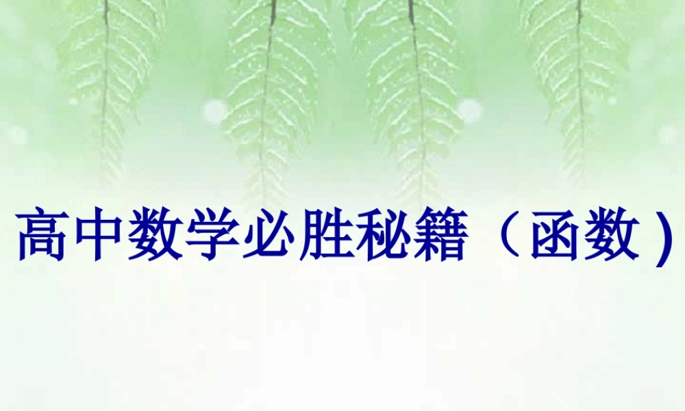 高中数学知识点总结必胜秘籍 函数 新课标 课件