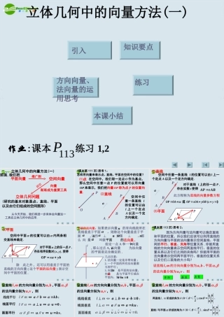 高中数学 立体几何中的向量方法一课件 新人教A版选修2 课件