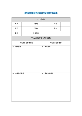 作业表单：教师自我诊断和需求定向参考表单