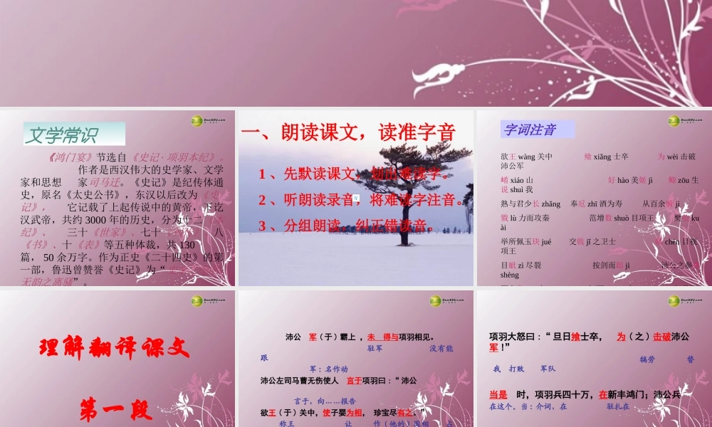 高中语文 第四专题(鸿门宴)课件2 苏教版必修3 课件