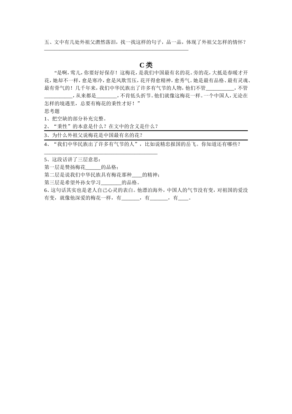 《梅花魂》分层作业设计_第2页