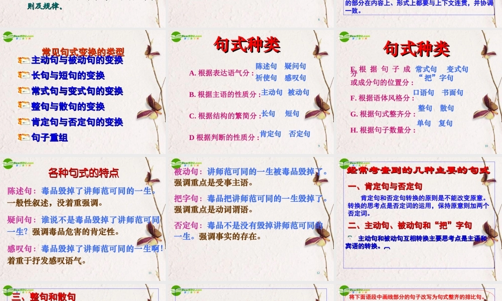 高考语文二轮复习 选用、仿用、变换句式课件3 课件