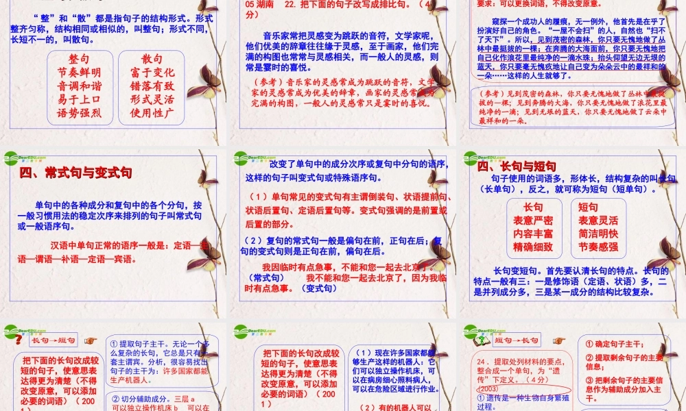 高考语文二轮复习 选用、仿用、变换句式课件3 课件