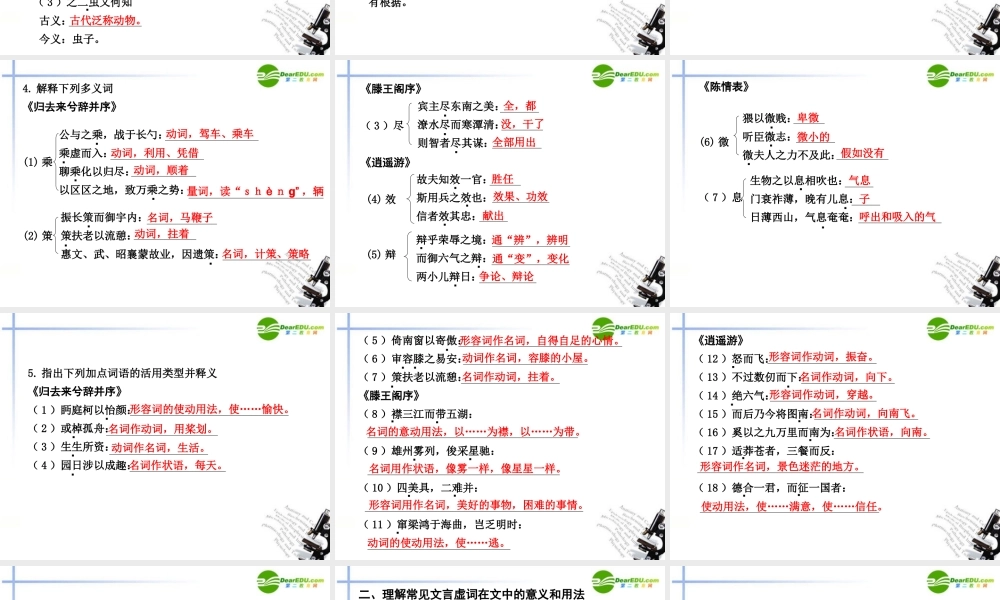 高考语文一轮复习 教材文言文考点化课件 新人教版必修5 课件